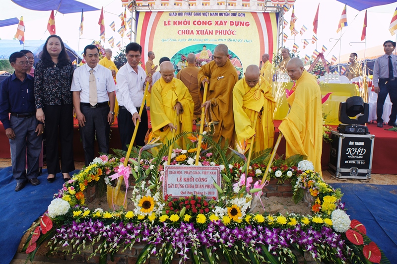 Quảng Nam: Đặt đá khởi công xây dựng chùa Xuân Phước