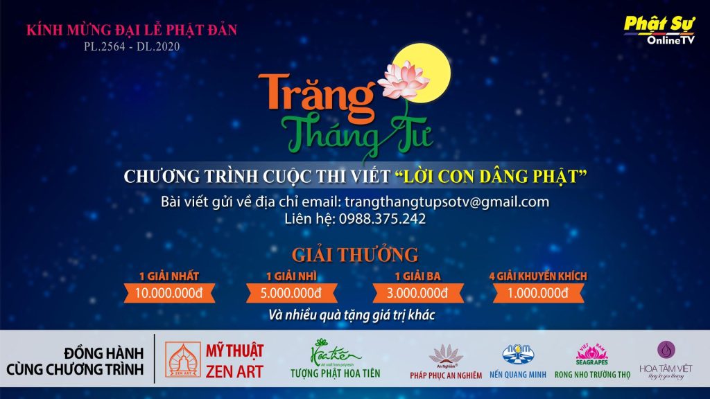 Phật Sự Online thông báo về cuộc thi viết "Lời con dâng Phật"