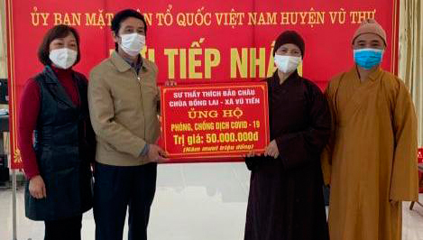 Thái Bình: Phật giáo ủng hộ quỹ “Chung tay phòng chống dịch Covid”