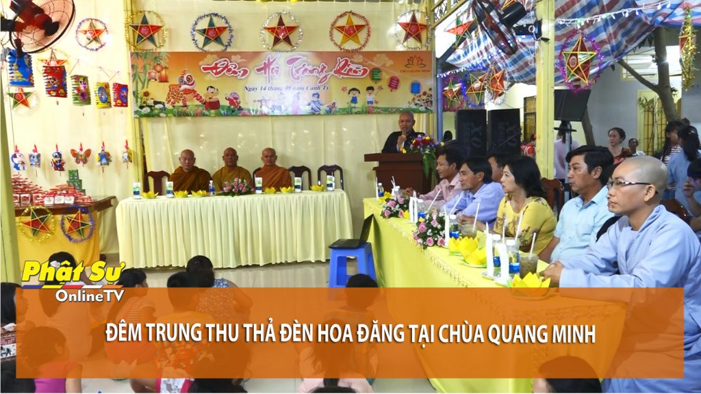 [Video] Cần Thơ: Đêm Trung thu thả đèn Hoa đăng tại Chùa Quang Minh