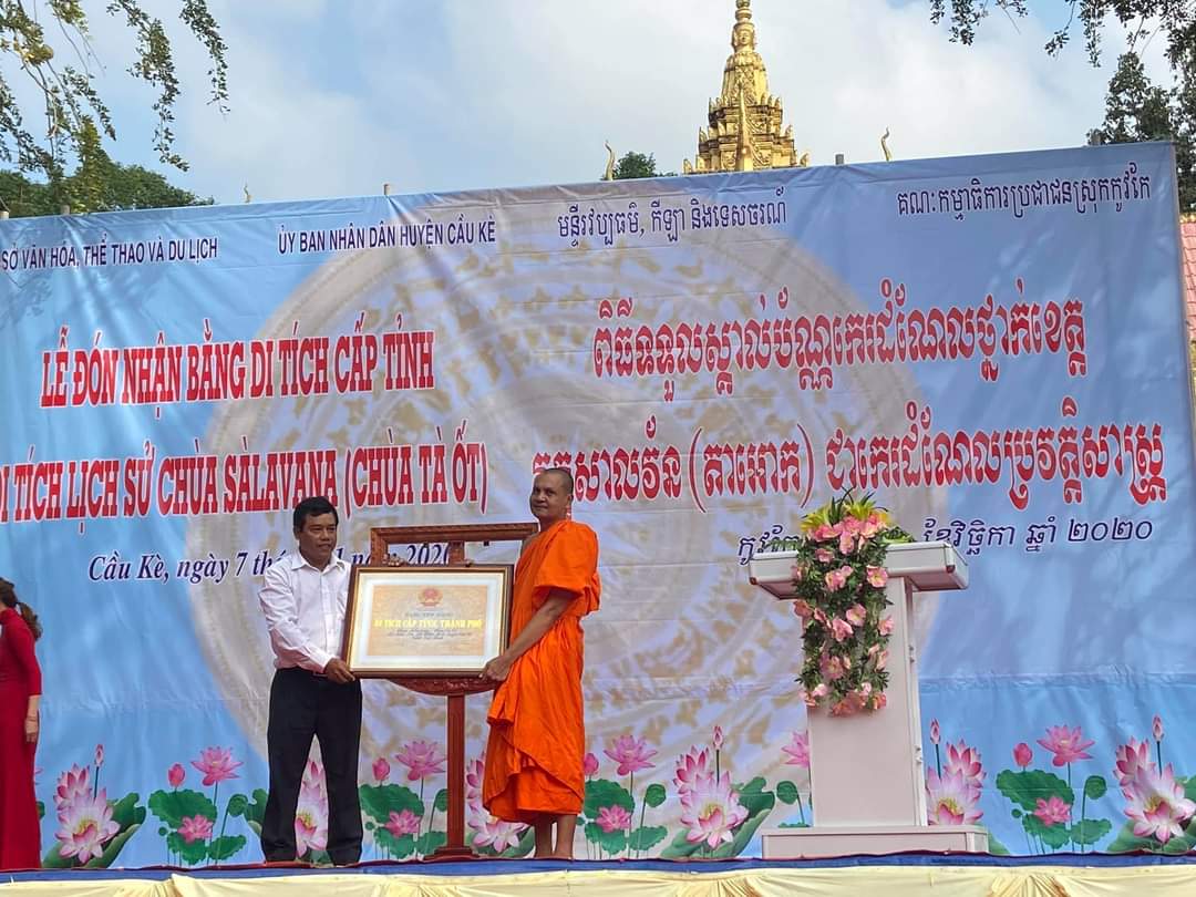 Trà Vinh: Chùa Tà Ốt đón nhận bằng Di tích lịch sử cấp tỉnh