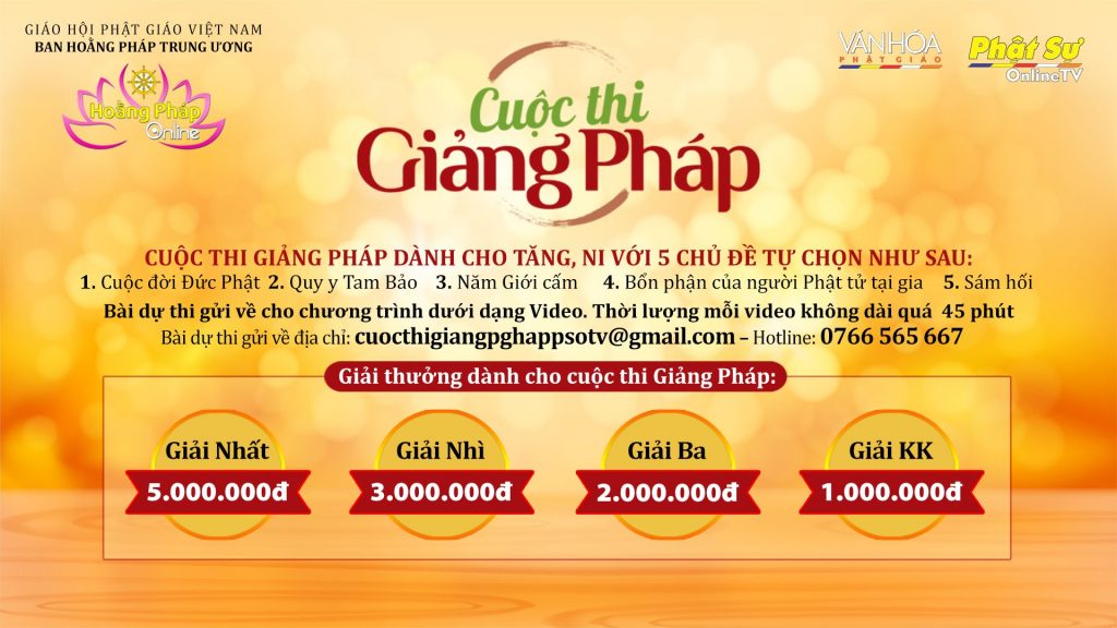 Thông báo: Cuộc thi "Giảng Pháp Online" dành cho Tăng, Ni và cuộc thi viết "Tôi Là Phật Tử"