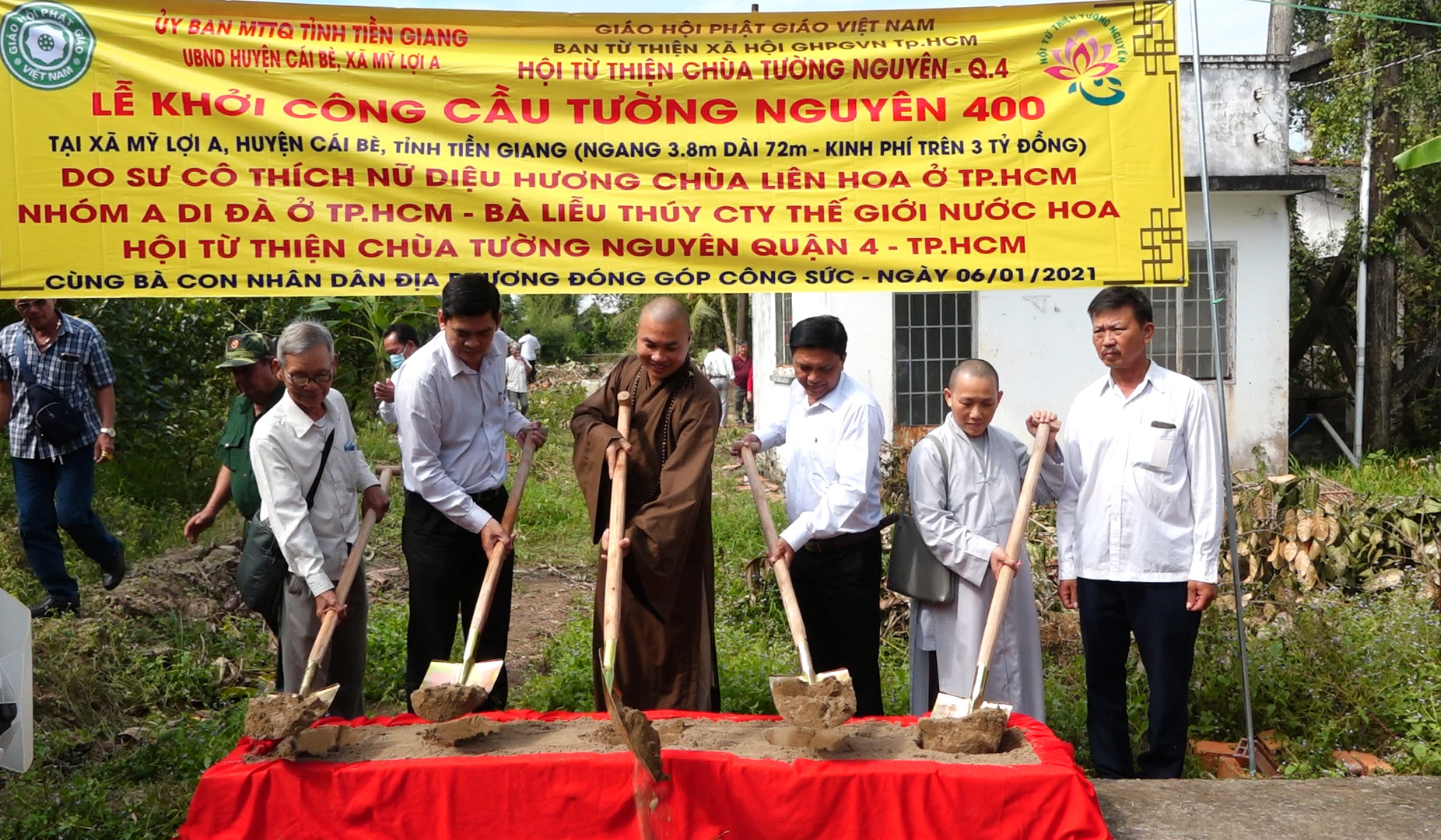 Tiền Giang: Hội từ thiện Tường Nguyên khởi công xây dựng và khánh thành 3 cây cầu tại huyện Cái Bè