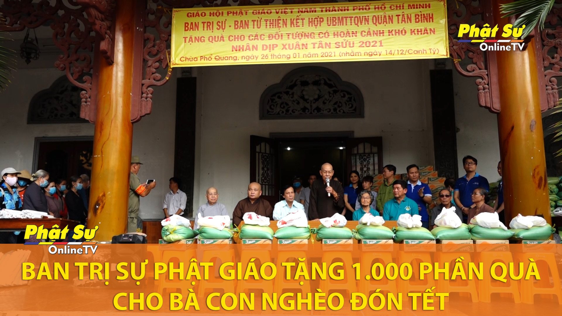 [Video] TP.HCM: Ban Trị sự Phật giáo tặng 1.000 phần quà cho bà con nghèo đón Tết