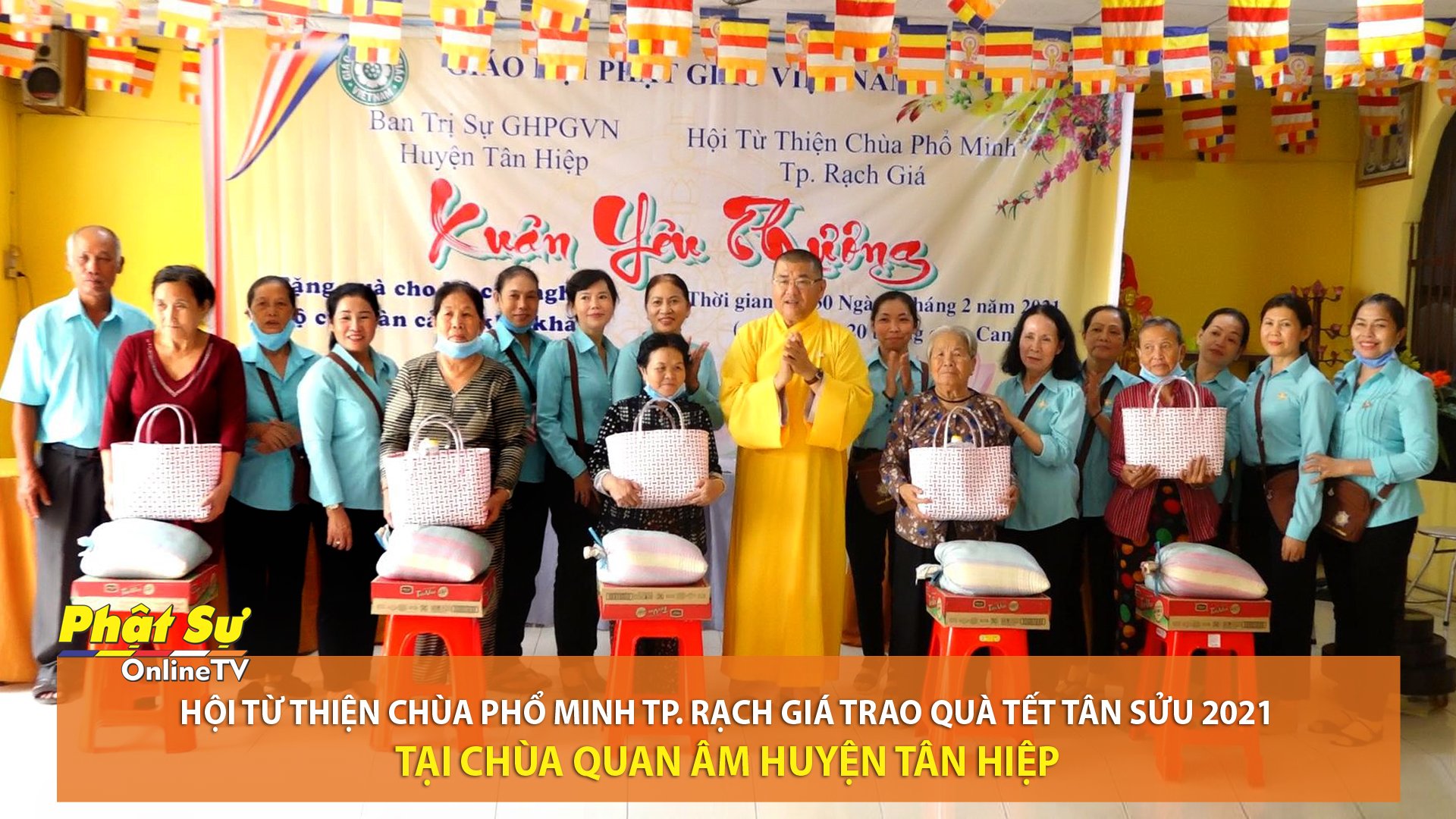 [Video] Kiên Giang: Hội từ thiện chùa Phổ Minh TP. Rạch Giá trao quà Tết Tân Sửu 2021 tại chùa Quan Âm huyện Tân Hiệp