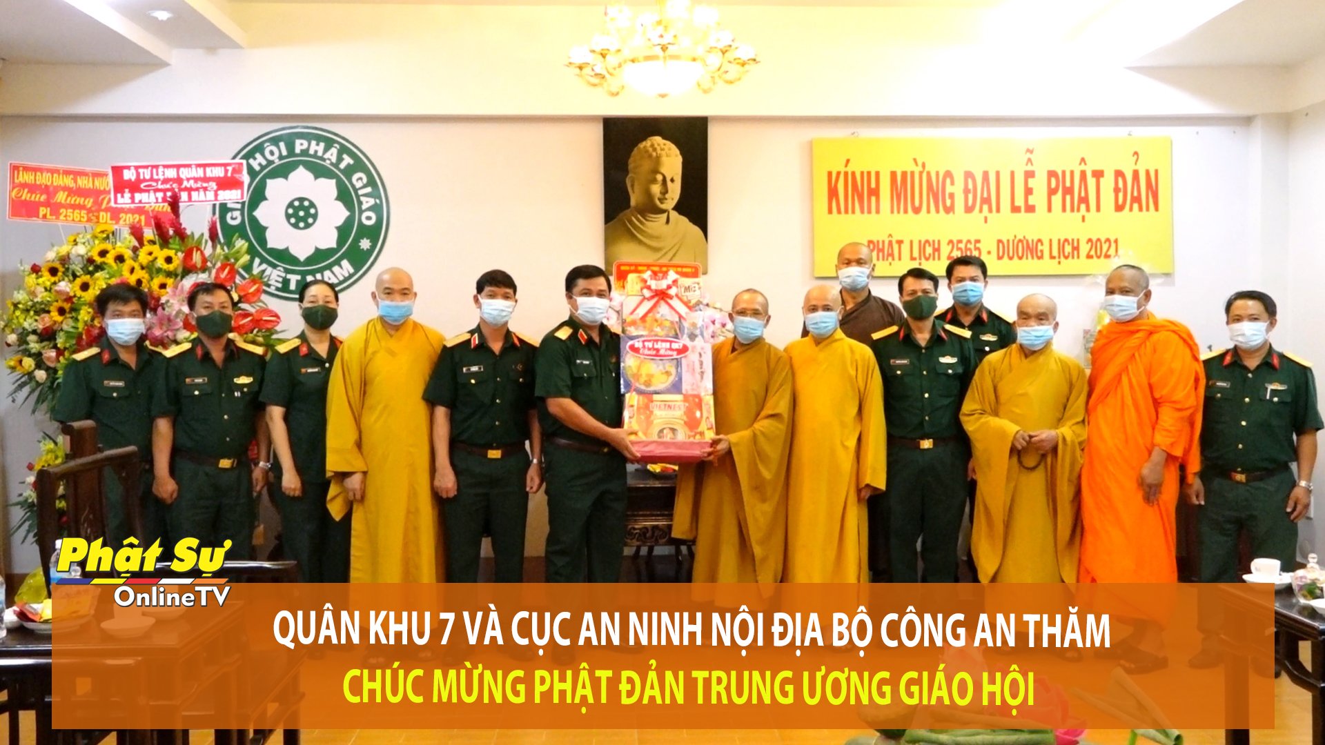 [video] TP.HCM: Quân khu 7 và Cục An ninh Nội địa Bộ Công an thăm, chúc mừng Phật Đản Trung ương Giáo hội