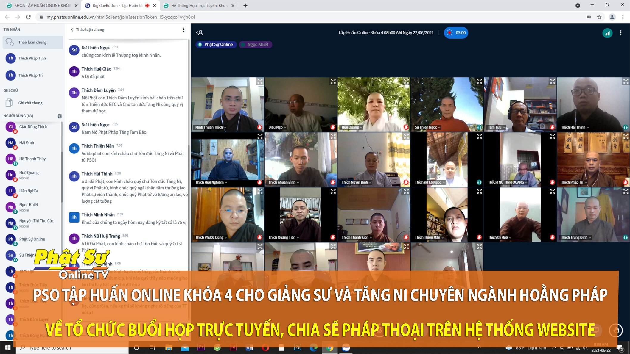 [Video] PSO tập huấn online khóa 4 dành cho giảng sư và Tăng Ni chuyên ngành Hoằng pháp về tổ chức buổi họp trực tuyến hệ thống Website