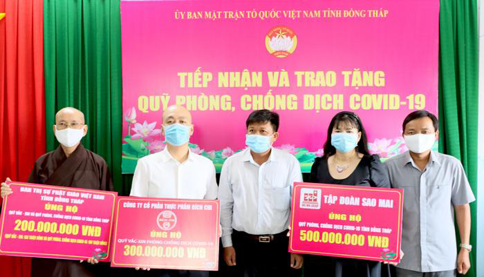 Đồng Tháp: Thường trực Ban Trị sự PG tỉnh ủng hộ cho Quỹ vắc xin phòng, chống Covid-19