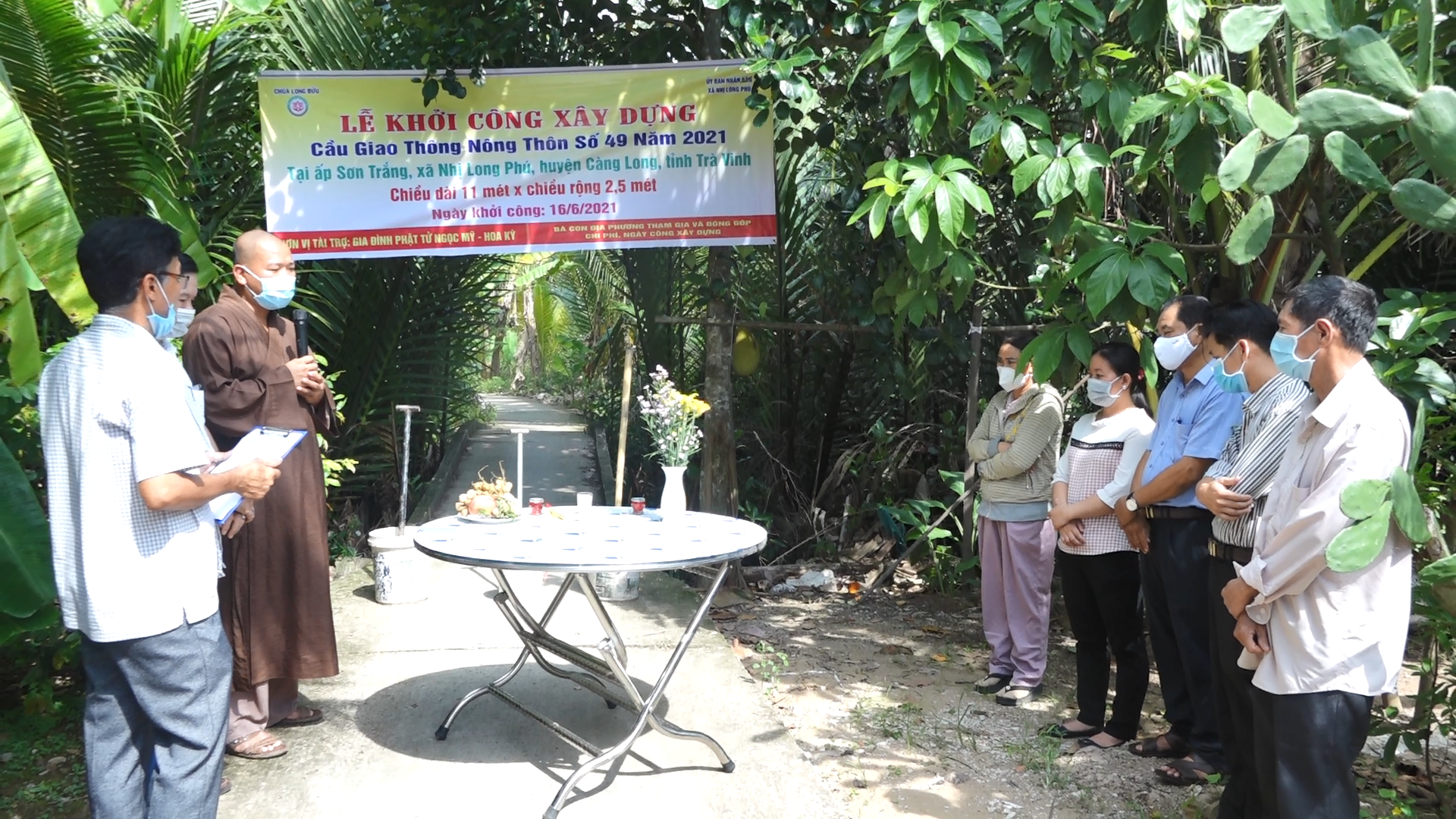 Trà Vinh: Chùa Long Bửu khởi công xây dựng cầu giao thông nông thôn số 49
