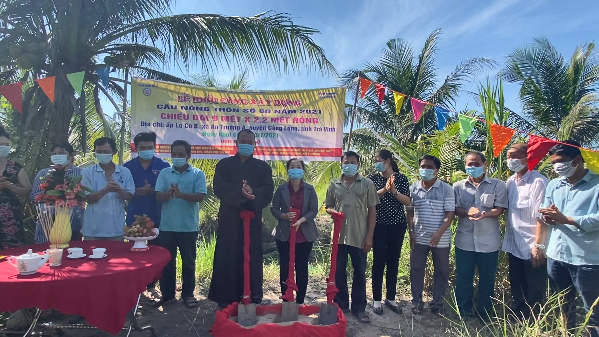 Trà Vinh: Chùa Long Bửu khởi công xây dựng cầu giao thông nông thôn số 60