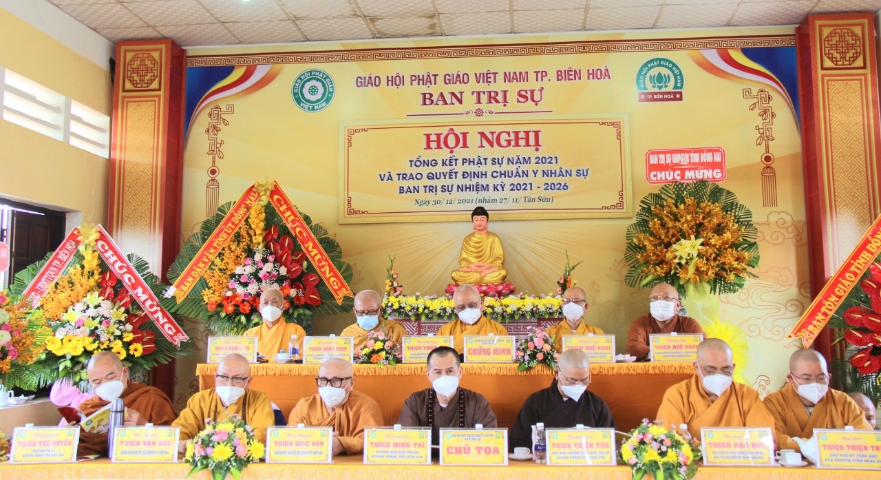 Đồng Nai: Phật giáo TP.Biên Hòa tổ chức Hội nghị Tổng kết Phật sự năm 2021 và Trao quyết định Chuẩn y nhân sự Ban Trị sự nhiệm kỳ 2021-2026