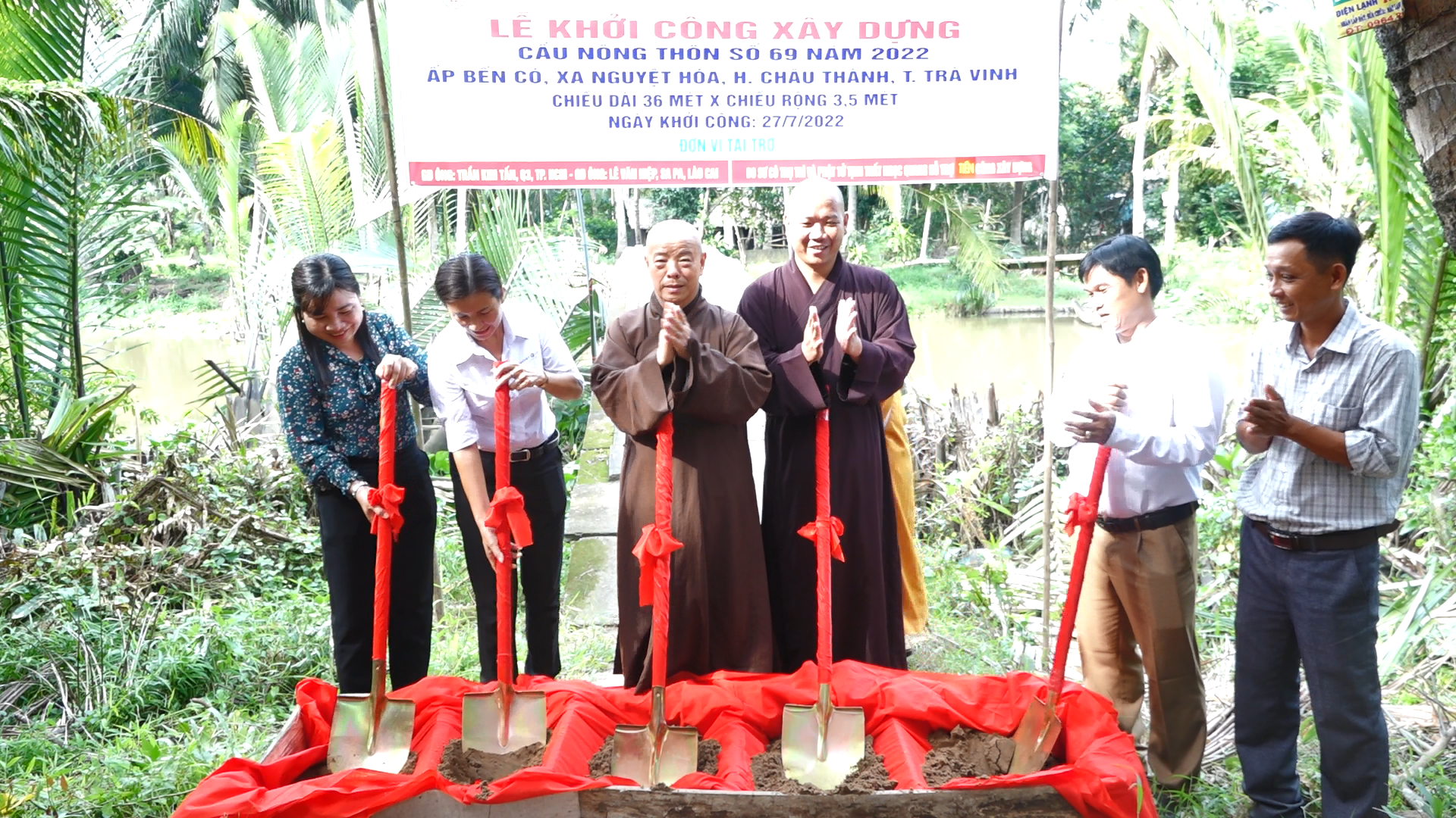 Trà Vinh: BTS Phật giáo tỉnh khởi công xây dựng cầu giao thông nông thôn số 69 tại huyện Càng Long