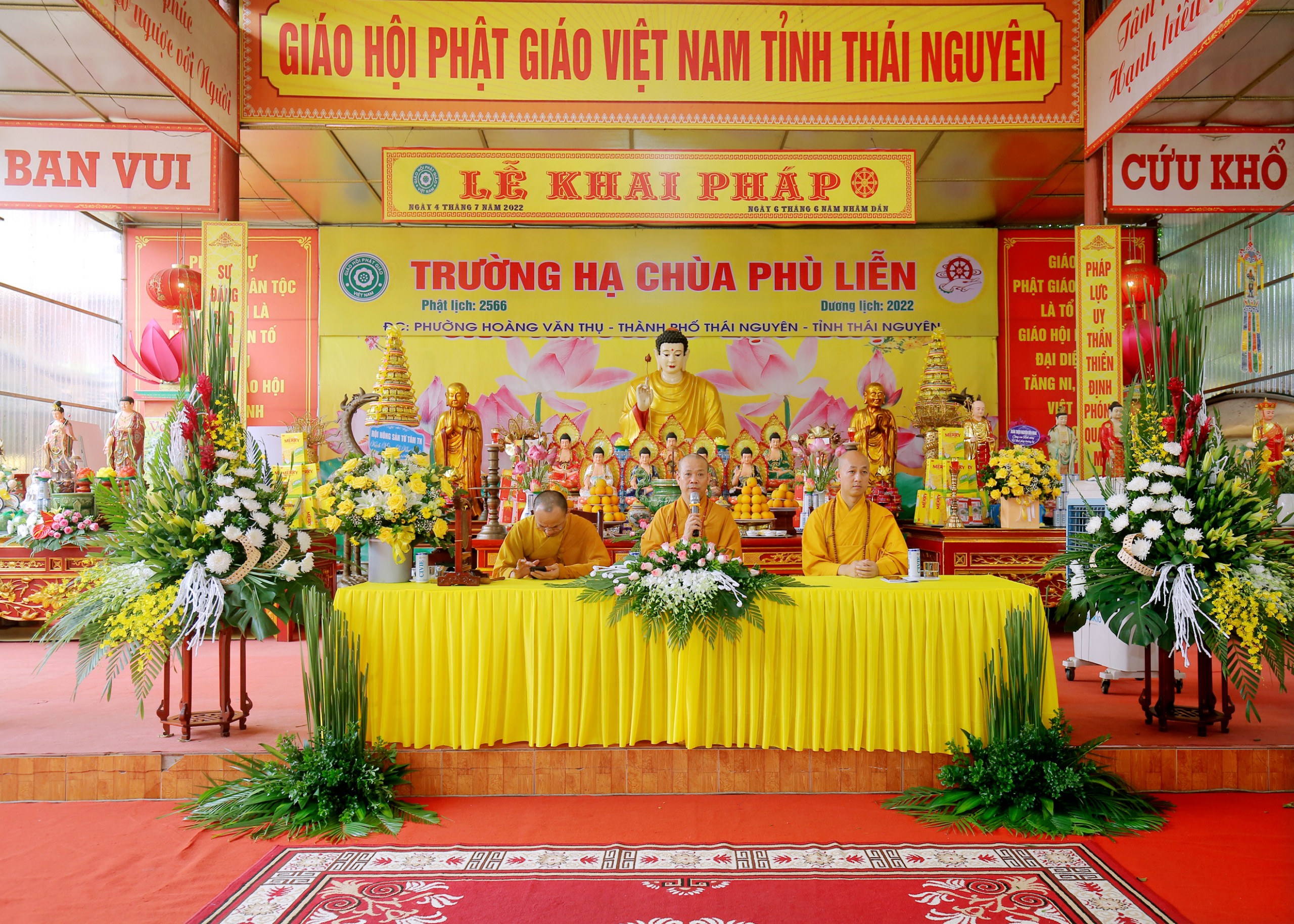 Thái Nguyên: Trang nghiêm tổ chức Lễ khai pháp khoá An cư kiết hạ PL. 2566