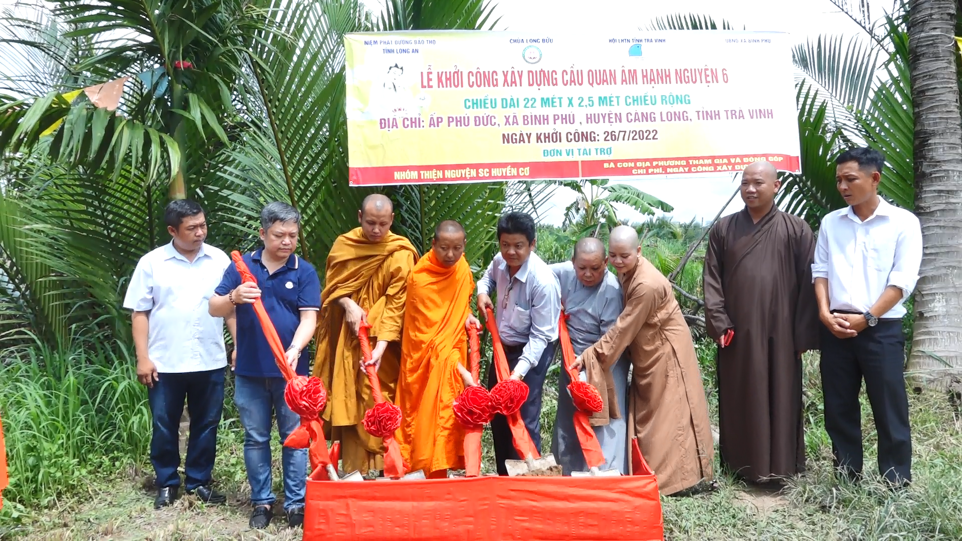 Trà Vinh: Chùa Long Bửu khởi công xây dựng 2 cây cầu giao thông nông thôn trên địa bàn huyện Càng Long
