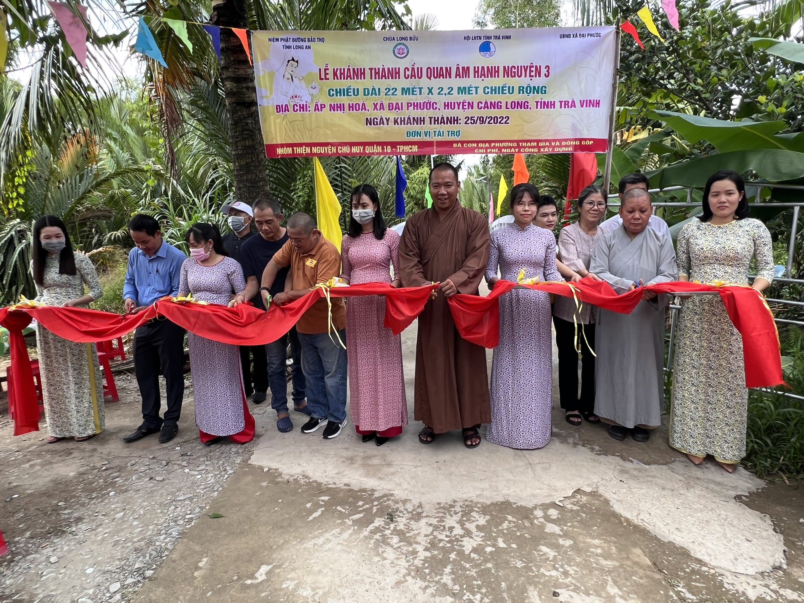 Trà Vinh: Chùa Long Bửu khánh thành cầu Quan Âm Hạnh Nguyện 3 tại huyện Càng Long