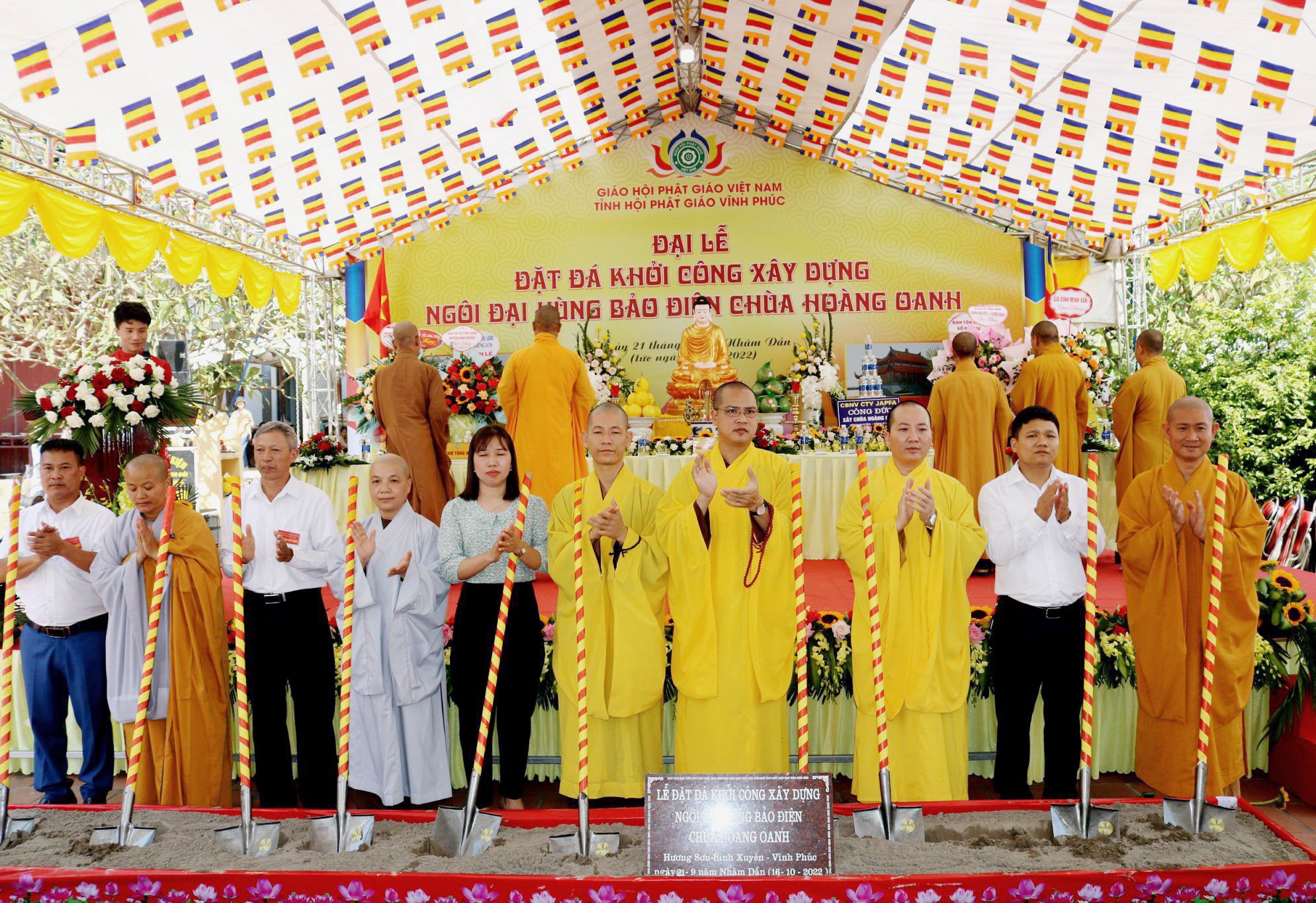 Vĩnh Phúc: Đại Lễ đặt đá khởi công động thổ xây dựng ngôi Chánh Điện chùa Hoàng Oanh