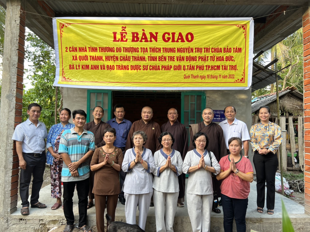 Bến Tre: Chùa Bảo Tâm bàn giao 2  căn nhà tình thương