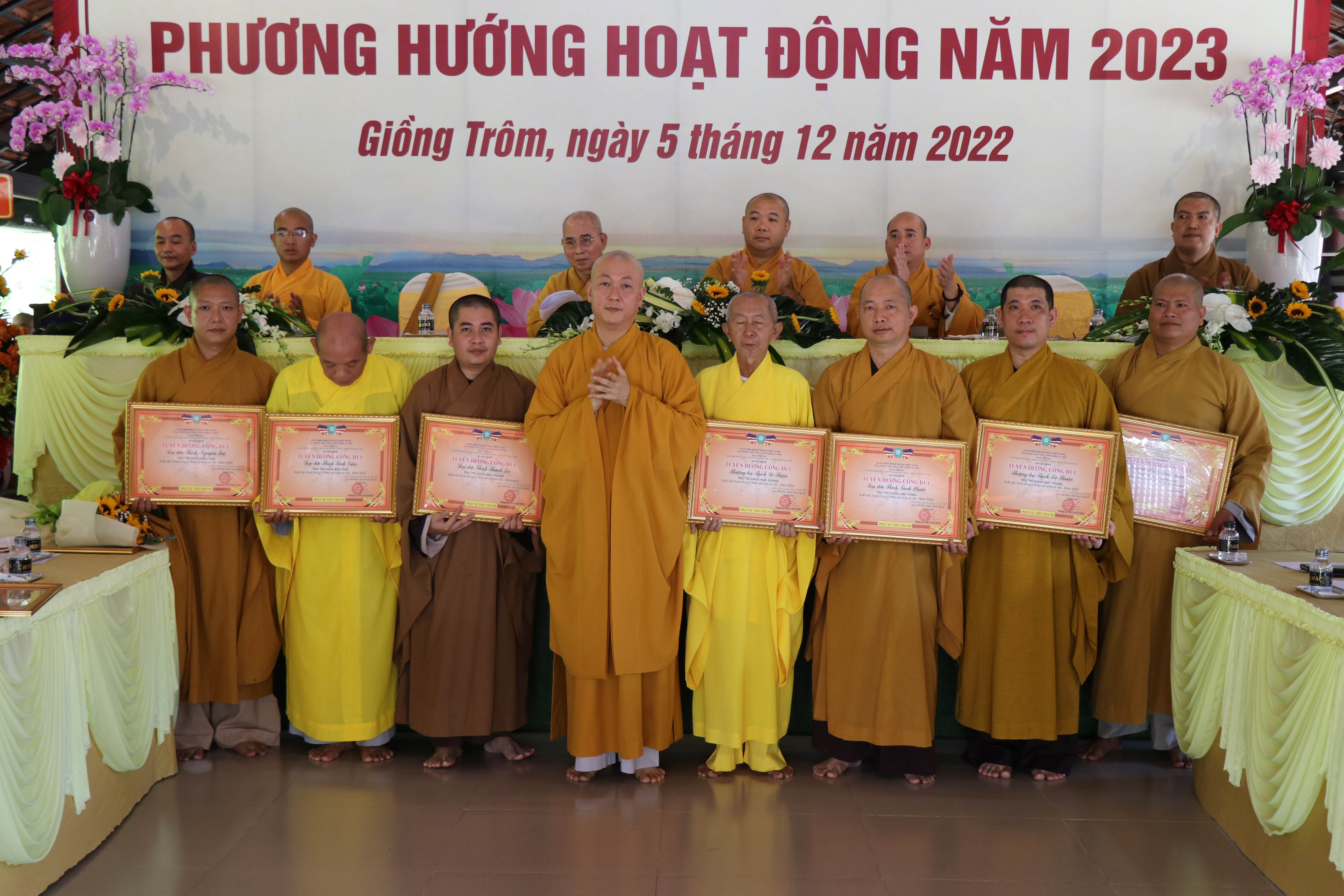 Bến Tre: Ban trị sự Phật giáo huyện Giồng Trôm tổ chức hội nghị tổng kết công tác Phật sự năm 2022, triển khai công tác Phật sự năm 2023