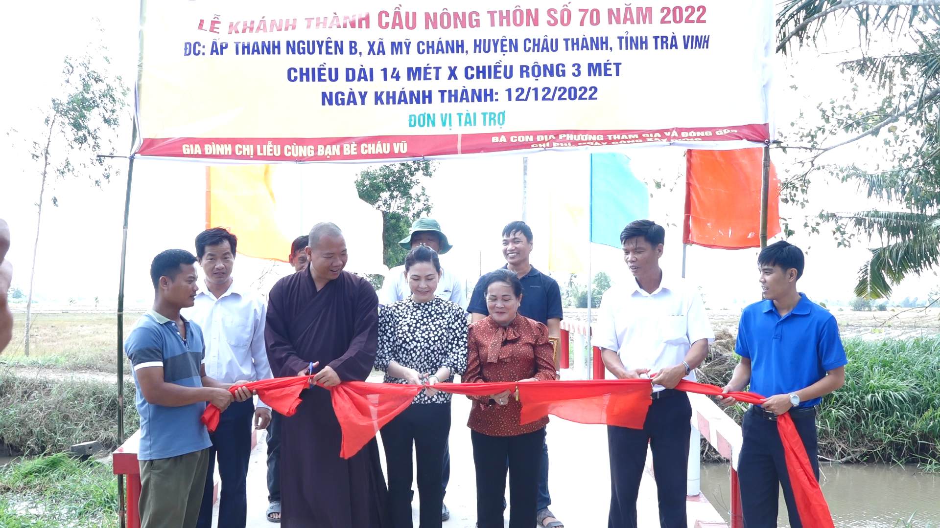 Trà Vinh: Chùa Long Bửu khánh thành cầu giao thông nông thôn số 70