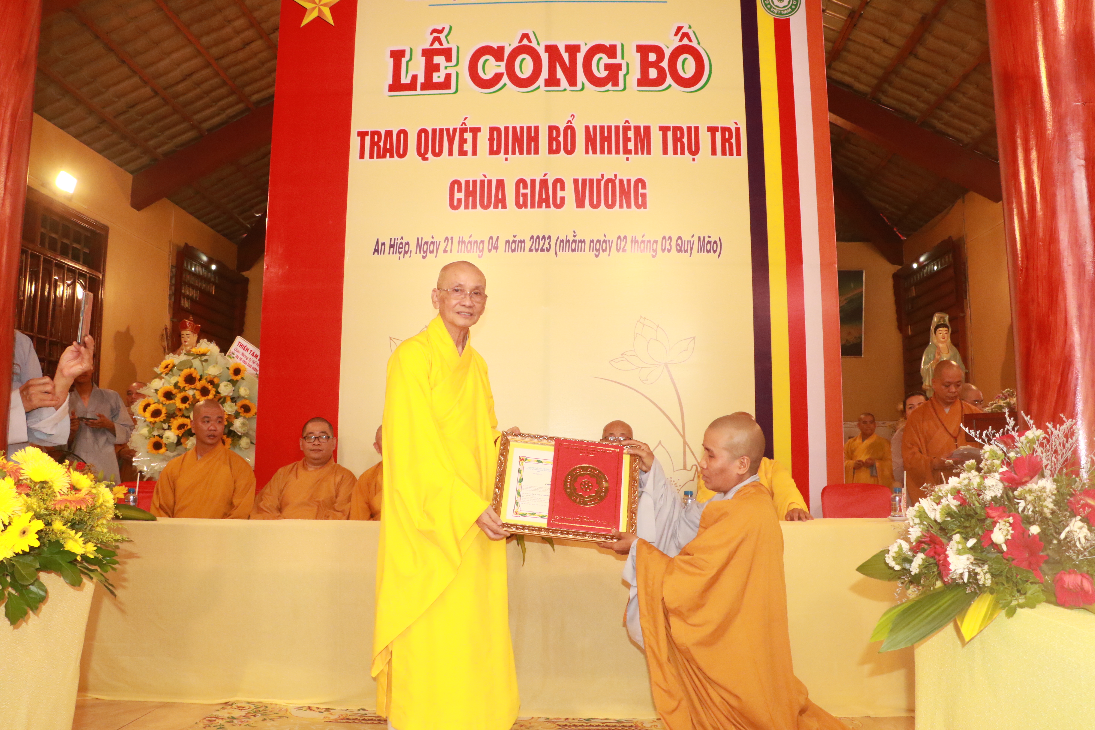 Đồng Tháp: Lễ công bố quyết định bổ nhiệm trụ trì chùa Giác Vương (huyện Châu Thành)