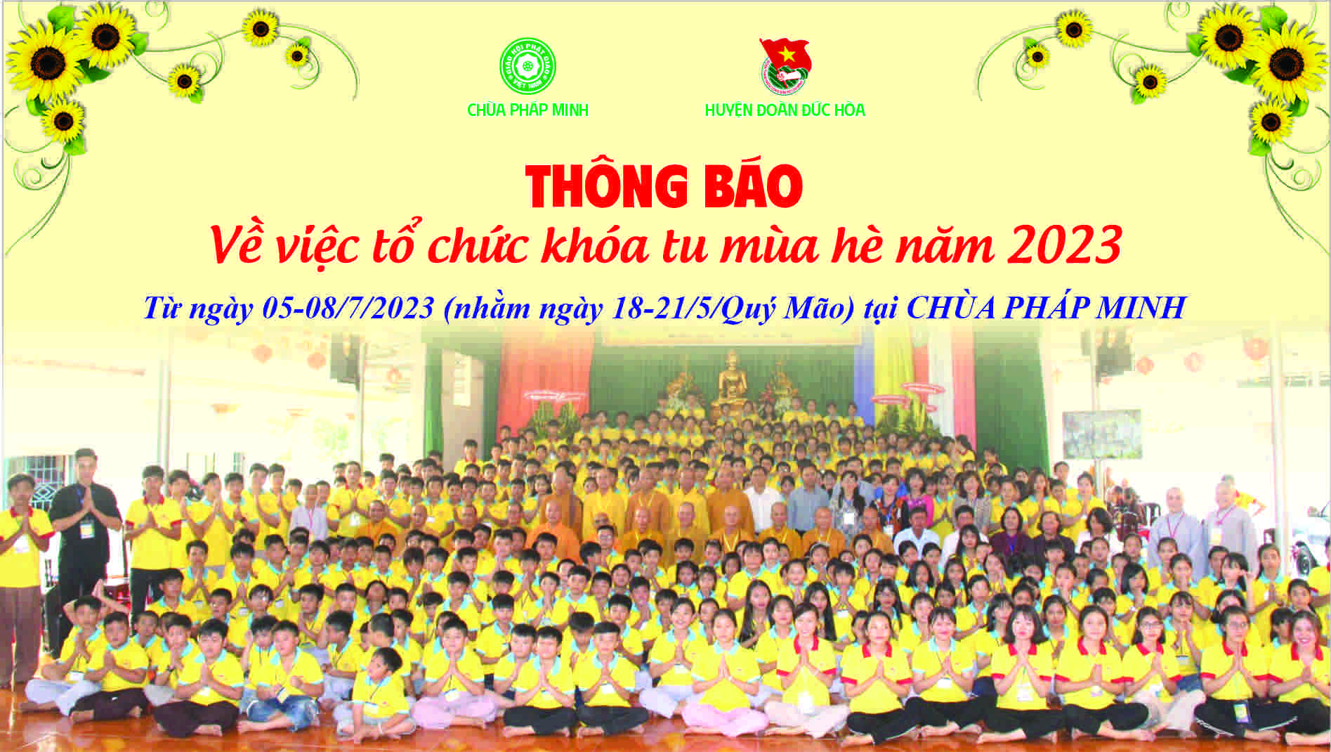 Long An: Chùa Pháp Minh tổ chức khóa tu mùa hè năm 2023